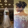 A-line Off-the-shoulder Tulle Appliques Lace Sweep Train Long Sleeve Good Wedding Dress #PDS00022570