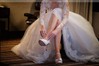 Exclusive A-line Scoop Neck Tulle Appliques Lace Sweep Train Long Sleeve Wedding Dress #PDS00022573