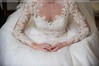 Exclusive A-line Scoop Neck Tulle Appliques Lace Sweep Train Long Sleeve Wedding Dress #PDS00022573