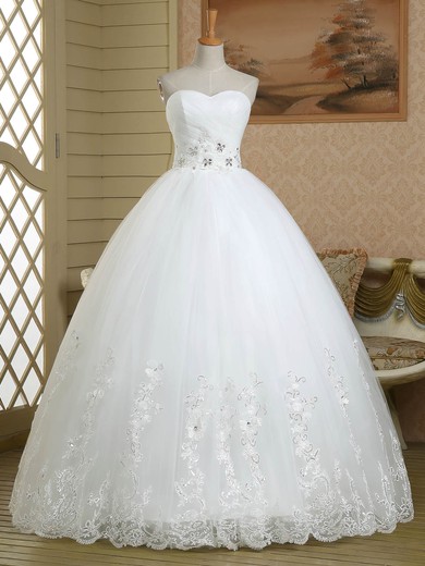 Ball Gown Sweetheart Tulle with Beading Floor-length Lace-up Original Wedding Dresses #PDS00022579