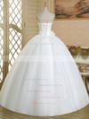 Vintage Ball Gown Tulle Floor-length with Flower(s) White Strapless Wedding Dresses #PDS00022580