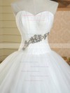 Ball Gown Sweetheart Tulle Crystal Detailing Floor-length White Custom Wedding Dress #PDS00022581