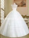 White Ball Gown Tulle Floor-length Appliques Lace Classic One Shoulder Wedding Dress #PDS00022582
