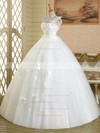 White Ball Gown Tulle Floor-length Appliques Lace Classic One Shoulder Wedding Dress #PDS00022582