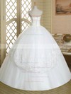Inexpensive Strapless Tulle Floor-length Appliques Lace White Ball Gown Wedding Dresses #PDS00022583