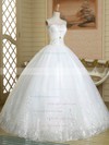Ball Gown Sweetheart Tulle Beading Floor-length Lace-up White Discounted Wedding Dresses #PDS00022586