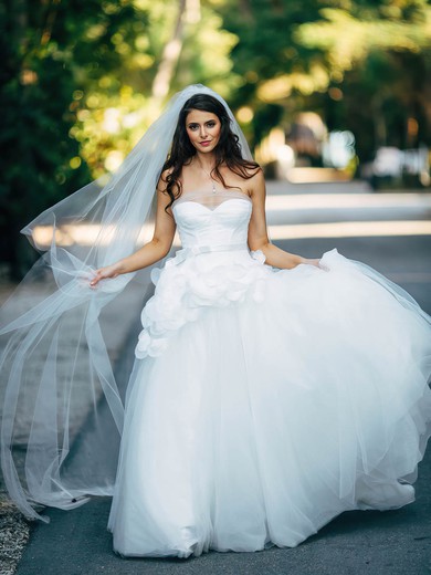 Princess Sweetheart Tulle Sashes / Ribbons Floor-length Newest Wedding Dresses #PDS00022602