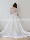 Unique Two Piece A-line Off-the-shoulder Lace Taffeta Appliques Lace Court Train 1/2 Sleeve Wedding Dresses #PDS00022626