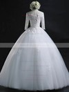 Ball Gown Off-the-shoulder Tulle Appliques Lace Floor-length 3/4 Sleeve Online Wedding Dresses #PDS00022630