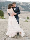 Backless A-line V-neck Chiffon Split Front Floor-length Sexy Wedding Dresses #PDS00022639
