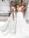 Sheath/Column Scoop Neck Tulle Appliques Lace Detachable Backless Exclusive Wedding Dresses #PDS00022646