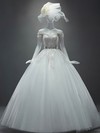 Ball Gown Off-the-shoulder Tulle Appliques Lace Court Train Sparkly Wedding Dresses #PDS00022649