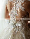 Glamorous Ball Gown High Neck Tulle Appliques Lace Sweep Train Wedding Dresses #PDS00022650