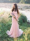 Glamorous Trumpet/Mermaid One Shoulder Tulle with Ruffles Sweep Train Wedding Dresses #PDS00022655