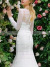 Trumpet/Mermaid Scalloped Neck Lace Appliques Lace Sweep Train Long Sleeve Top Wedding Dresses #PDS00022664