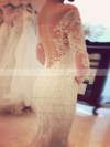 Trumpet/Mermaid Off-the-shoulder Tulle Appliques Lace Court Train Long Sleeve Famous Wedding Dresses #PDS00022666
