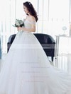 Princess Off-the-shoulder Tulle Beading Sweep Train Backless Classy Wedding Dresses #PDS00022673