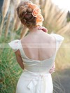 New Sheath/Column Scoop Neck Chiffon Silk-like Satin Sashes / Ribbons Ankle-length Wedding Dresses #PDS00022675