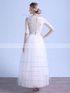 A-line Scoop Neck Tulle Appliques Lace Ankle-length 1/2 Sleeve Two Piece Exclusive Wedding Dresses #PDS00022679