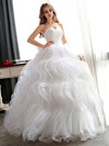 Different Ball Gown Sweetheart Organza Cascading Ruffles Floor-length Wedding Dresses #PDS00022681