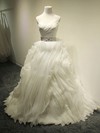 New Style Princess V-neck Organza with Sashes / Ribbons Court Train Wedding Dresses #PDS00022683