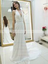 A-line Halter Chiffon Beading Court Train Backless Wholesale Wedding Dresses #PDS00022684