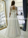 A-line Scalloped Neck Satin Lace Sashes / Ribbons Floor-length 1/2 Sleeve Elegant Wedding Dresses #PDS00022688
