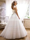 Noble Princess Scoop Neck Tulle with Appliques Lace Floor-length Wedding Dresses #PDS00022690