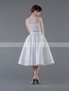 A-line Scoop Neck Lace Satin Appliques Lace Tea-length Two Piece New Arrival Wedding Dresses #PDS00022692