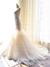 Discounted Trumpet/Mermaid Sweetheart Tulle with Appliques Lace Court Train Wedding Dresses #PDS00022703