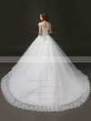 Glamorous Princess Sweetheart Tulle with Appliques Lace Chapel Train Wedding Dresses #PDS00022706