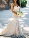 Amazing Trumpet/Mermaid Sweetheart Lace Tulle Appliques Lace Court Train Wedding Dresses #PDS00022712