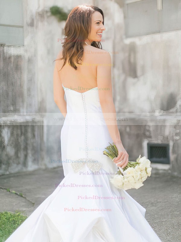 Affordable Trumpet/Mermaid V-neck Taffeta Pick-Ups Floor-length Wedding Dresses #PDS00022719