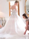 Elegant A-line Sweetheart Tulle with Appliques Lace Court Train Wedding Dresses #PDS00022722