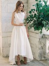 A-line Scoop Neck Satin with Ruffles Asymmetrical Two Piece Latest Wedding Dresses #PDS00022725