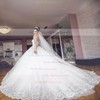 Ball Gown Scoop Neck Tulle Appliques Lace Chapel Train Long Sleeve New Arrival Wedding Dresses #PDS00022727