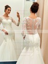 Trumpet/Mermaid Scoop Neck Tulle Appliques Lace Sweep Train Long Sleeve Online Wedding Dresses #PDS00022732