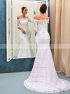 Top Trumpet/Mermaid Off-the-shoulder Lace Sweep Train 3/4 Sleeve Wedding Dresses #PDS00022733