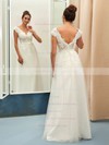 A-line V-neck Tulle with Appliques Lace Floor-length Backless Nice Wedding Dresses #PDS00022734