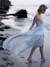 Modern A-line Scoop Neck Tulle Chiffon Appliques Lace Floor-length Wedding Dresses #PDS00022739