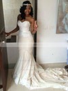 Sexy Trumpet/Mermaid Sweetheart Tulle Appliques Lace Court Train Wedding Dresses #PDS00022764