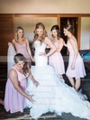 Popular Trumpet/Mermaid Sweetheart Organza Cascading Ruffles Sweep Train Wedding Dresses #PDS00022771