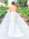 Graceful Trumpet/Mermaid Sweetheart Tulle Appliques Lace Sweep Train Backless Wedding Dresses #PDS00022780