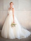 Elegant Princess Halter Tulle with Sashes / Ribbons Sweep Train Wedding Dresses #PDS00022786