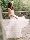 Newest A-line Off-the-shoulder Chiffon Sashes / Ribbons Floor-length Backless Wedding Dresses #PDS00022791
