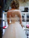 Graceful Ball Gown Scoop Neck Tulle Appliques Lace Floor-length 1/2 Sleeve Wedding Dresses #PDS00022795