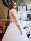 Graceful Ball Gown Scoop Neck Tulle Appliques Lace Floor-length 1/2 Sleeve Wedding Dresses #PDS00022795