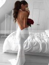 Hot Trumpet/Mermaid Halter White Chiffon Ruffles Sweep Train Backless Wedding Dresses #PDS00022814
