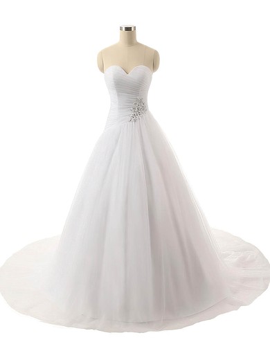 Ball Gown Sweetheart Tulle with Ruffles Sweep Train Wholesale Wedding Dresses #PDS00022816
