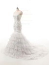 Trumpet/Mermaid Sweetheart Organza with Tiered Court Train Lace-up Vintage Wedding Dresses #PDS00022821
